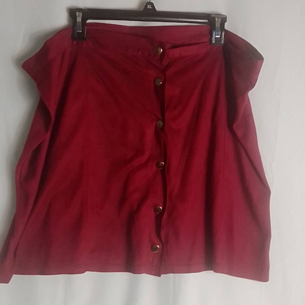 Burgundy skirt with gold buttons